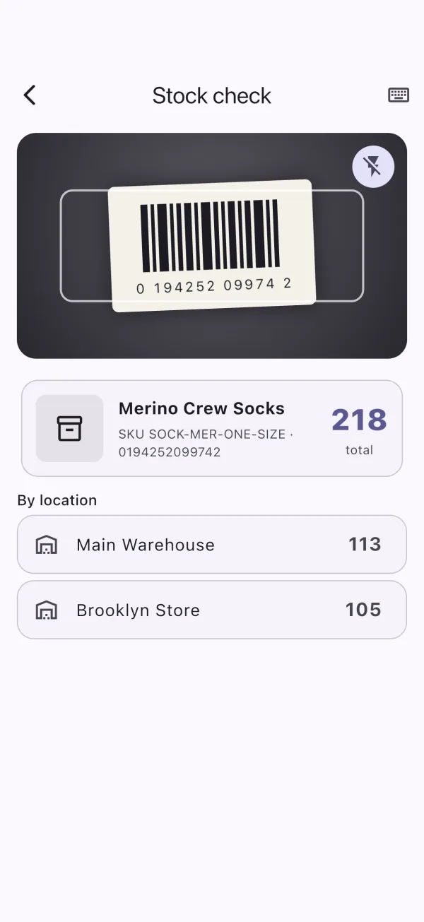 Rack Scanner app - Stock check